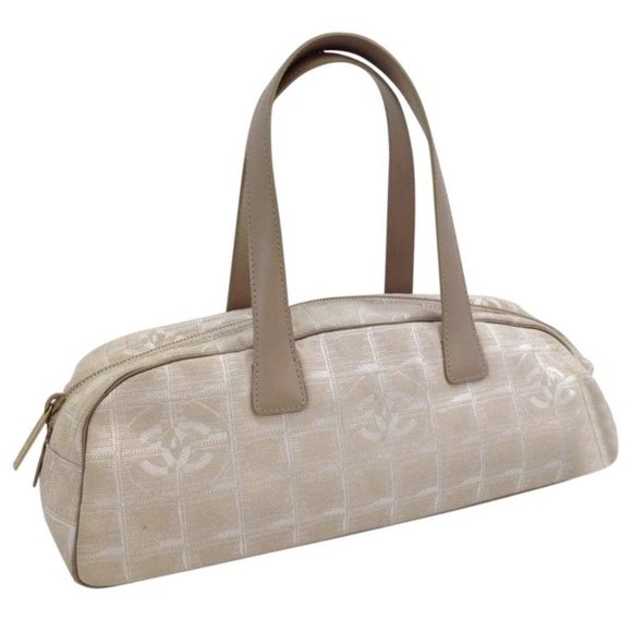 CHANEL CC LOGO TRAVEL LINE MINI ALMA TOP HANDLES BOWLING SATCHEL HANDBAG - Picture 1 of 13